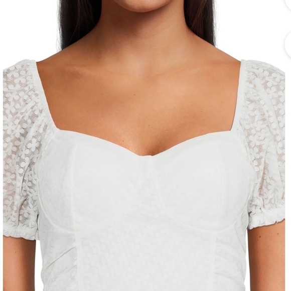 MADDEN NYC Puff Sleeve Cloud Dancer Top       Size XL - Picture 5 of 10